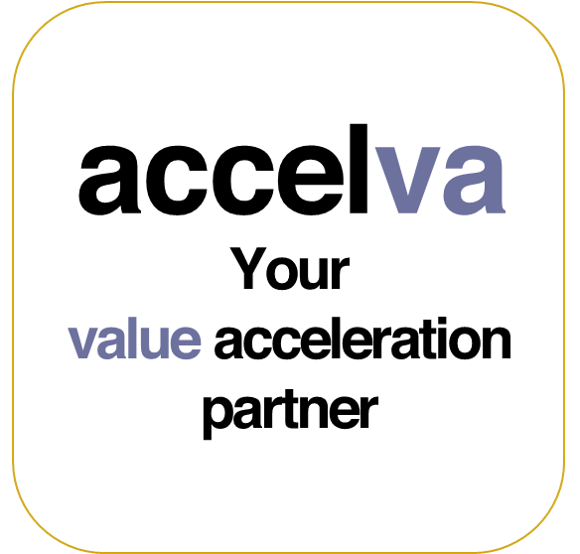 logo accelva square black font